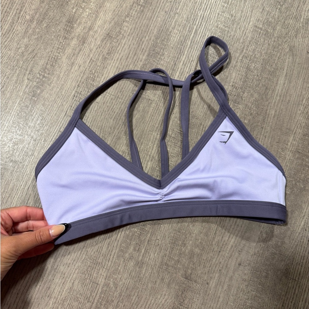 Gymshark Lavender and Gray Strappy Sports Bra